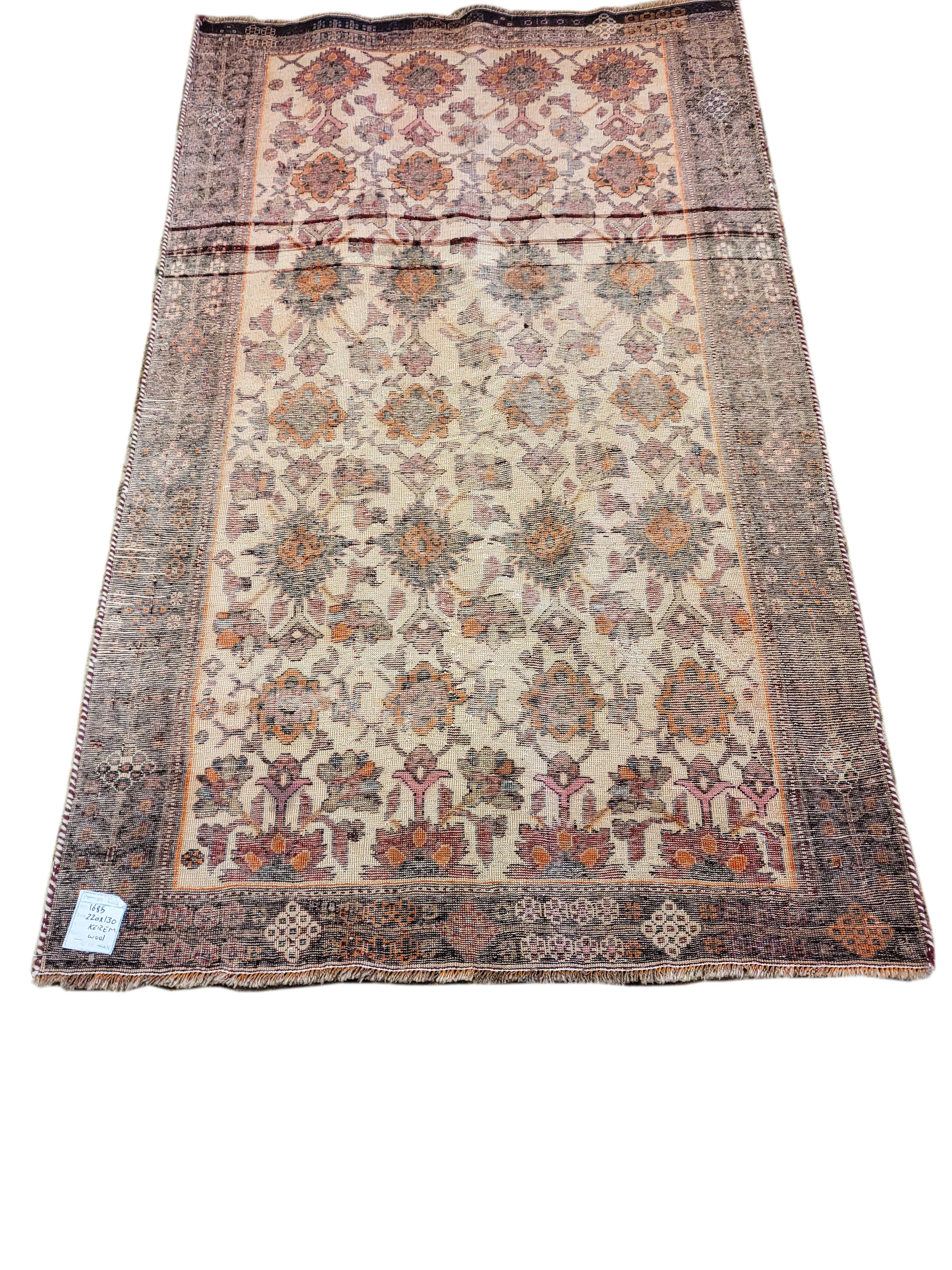 Unique 1950's Persian Qashqai rug. The Qashqais are a tribe of nomadic Persians that weave some of the most interesting rug designs in the world. This rug's design is incredibly unique for what Qashqais usually weave. It's uncommon  to have a light