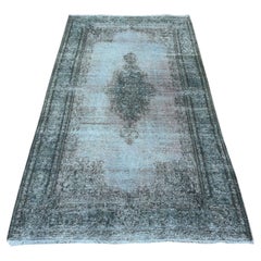 4'x7'1" Pastel Gray Faded Design Vintage Hand Knotted Pure Wool Oriental Rug