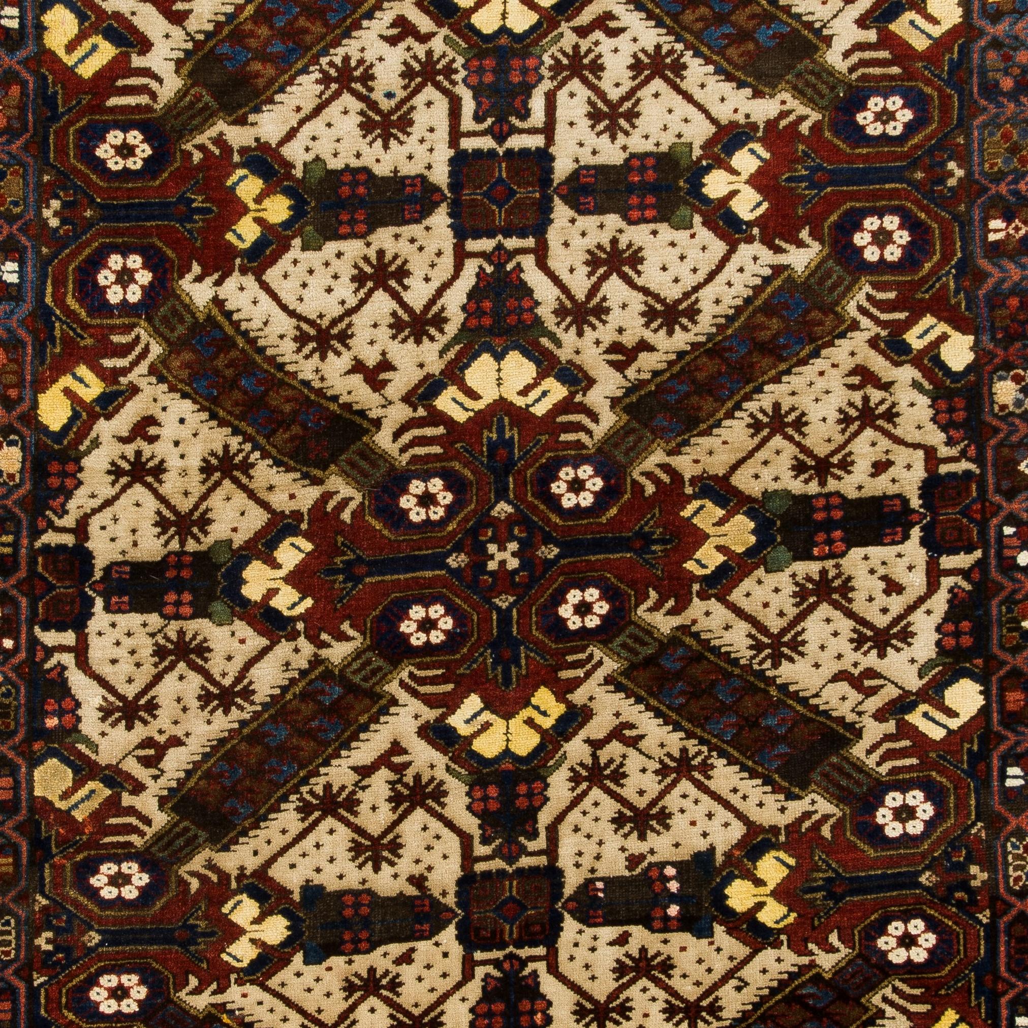 4x7.2 Fuß Antiker kaukasischer Seichur-Teppich (Kasachisch) im Angebot
