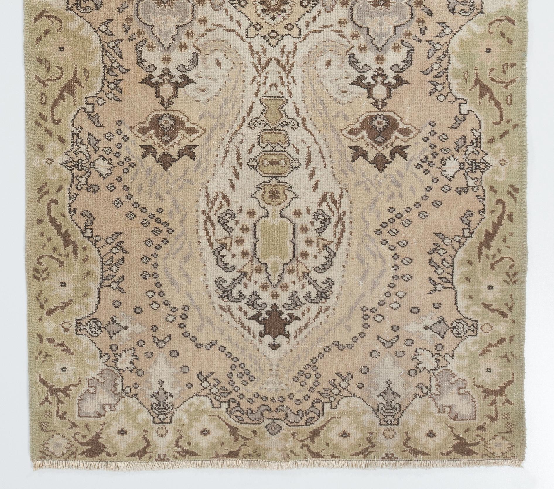 Alfombra anudada a mano de lana de Anatolia Central, Beige Oushak en venta