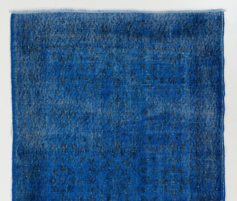 4x7.2 ft Vintage Turkish Rug OverDyed in Blue, Great 4 Contemporary