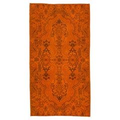 Tappeto vintage in lana fatto a mano 4x7 Ft tinto in arancione per interni moderni
