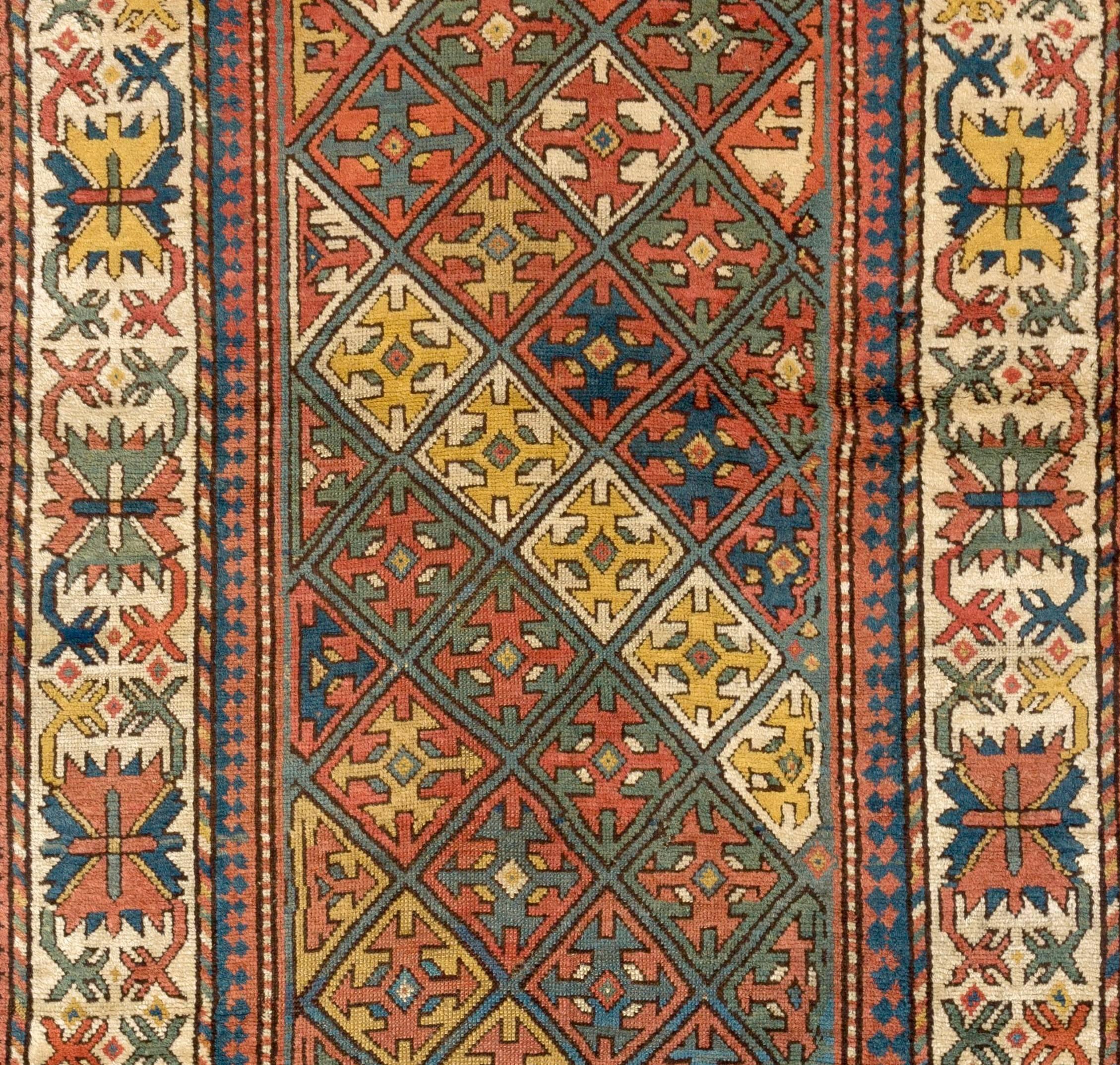 Antique Caucasian Armenian Kazak rug
100% wool, natural dyes, very good condition, all original. 
Measures: 4 x 7.4 Ft.