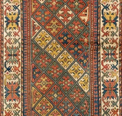 4x7.4 Ft Antique Caucasian Armenian Kazak Rug, 100% Wool & All Natural Dyes