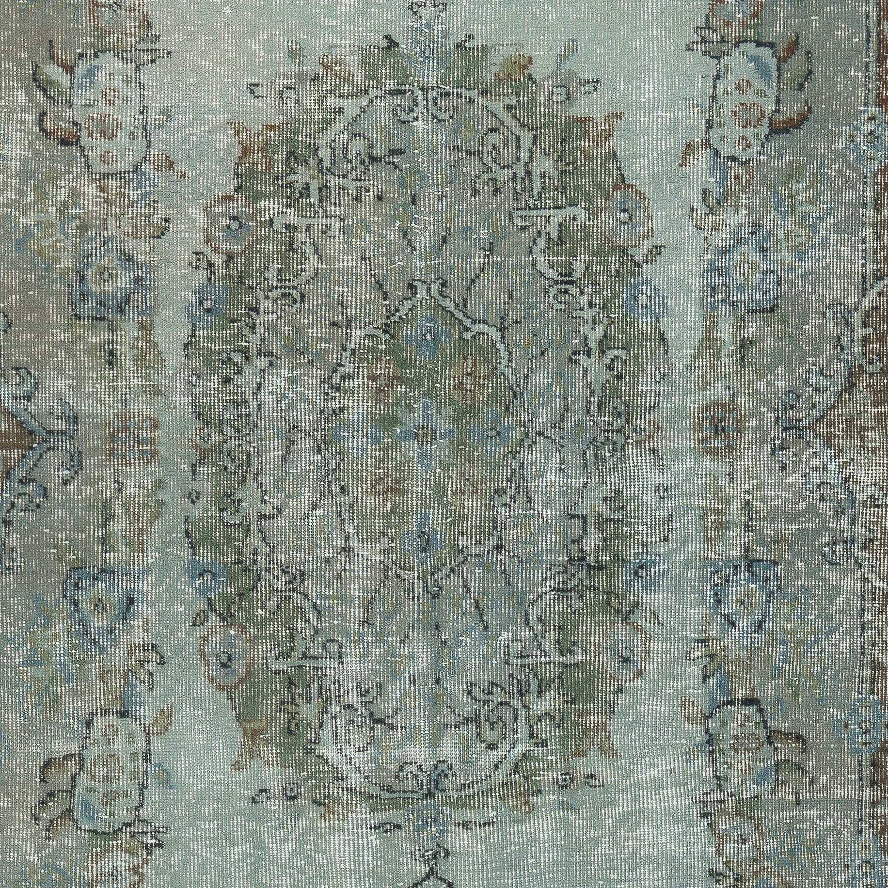 Annodato a mano Tappeto di area moderna 4x7.5 Ft di colore blu con design a medaglione, fatto a mano in Turchia in vendita