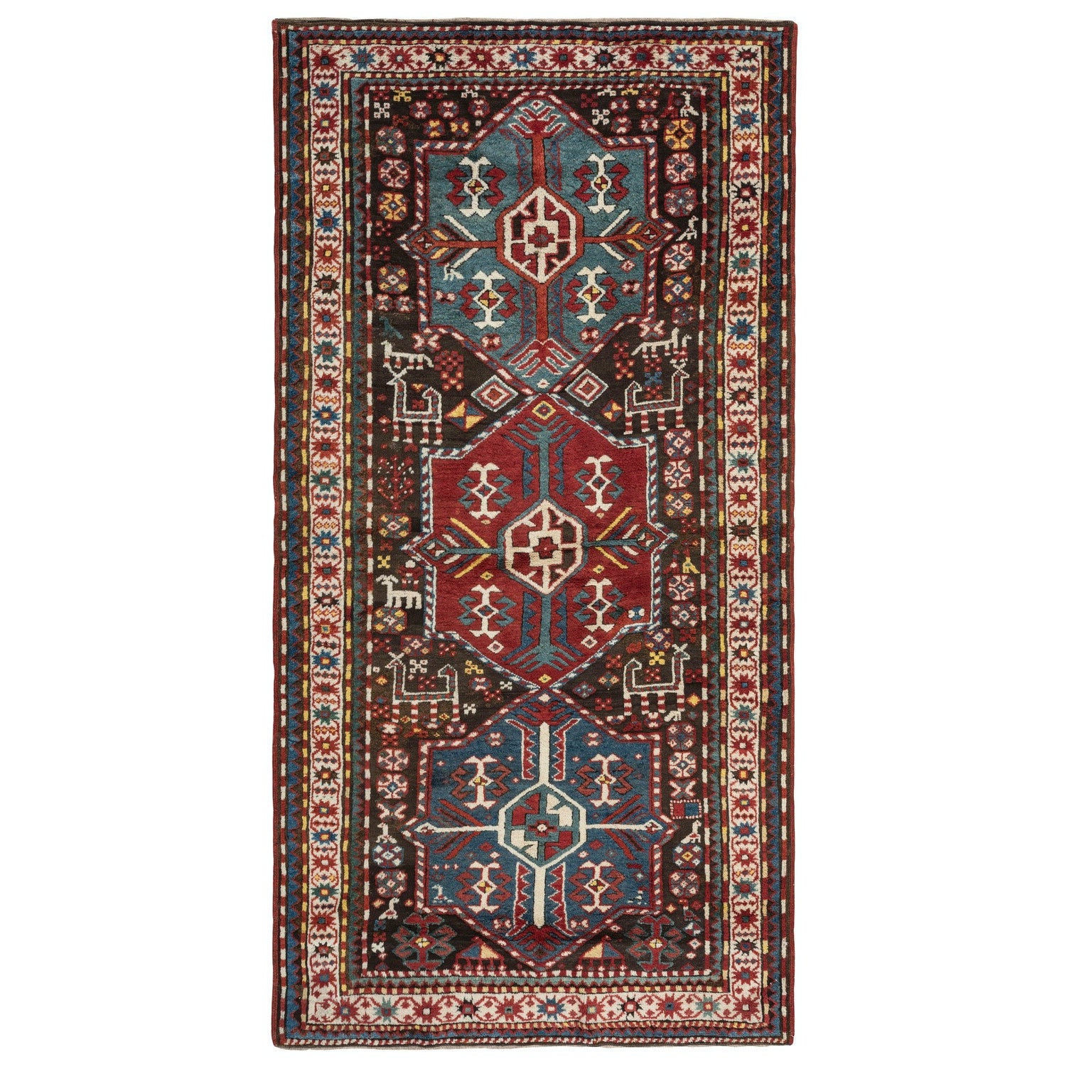 4x7.7 Ft Antique Karabagh Rug, South Caucasus, Late 19th Century