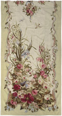 4X8 Antique French Aubusson Tapestry Fragment Fine Flat Weave 117x244cm c.1940
