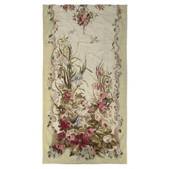 4X8 Antique French Aubusson Tapestry Fragment Fine Flat Weave 117x244cm c.1940