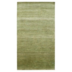4'x8' Brown Modern Grass Design Hand Knotted Wool and Silk Runner Rug