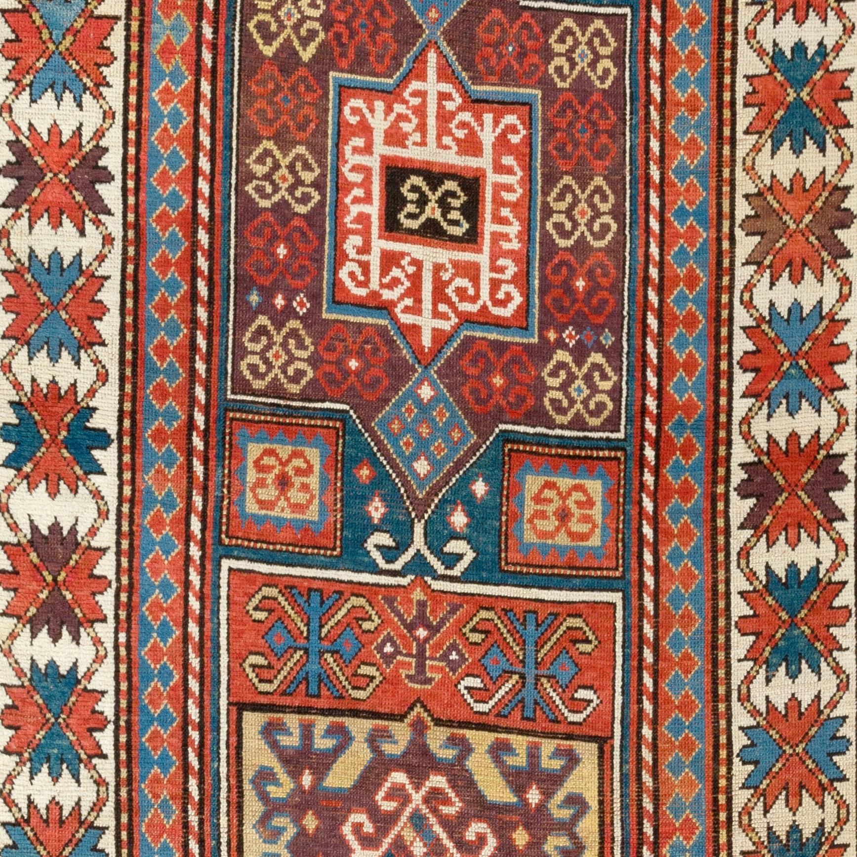 4x8 Ft Antique Caucasian Kazak Rug, South Caucasus. Circa 1875 In Good Condition For Sale In Philadelphia, PA