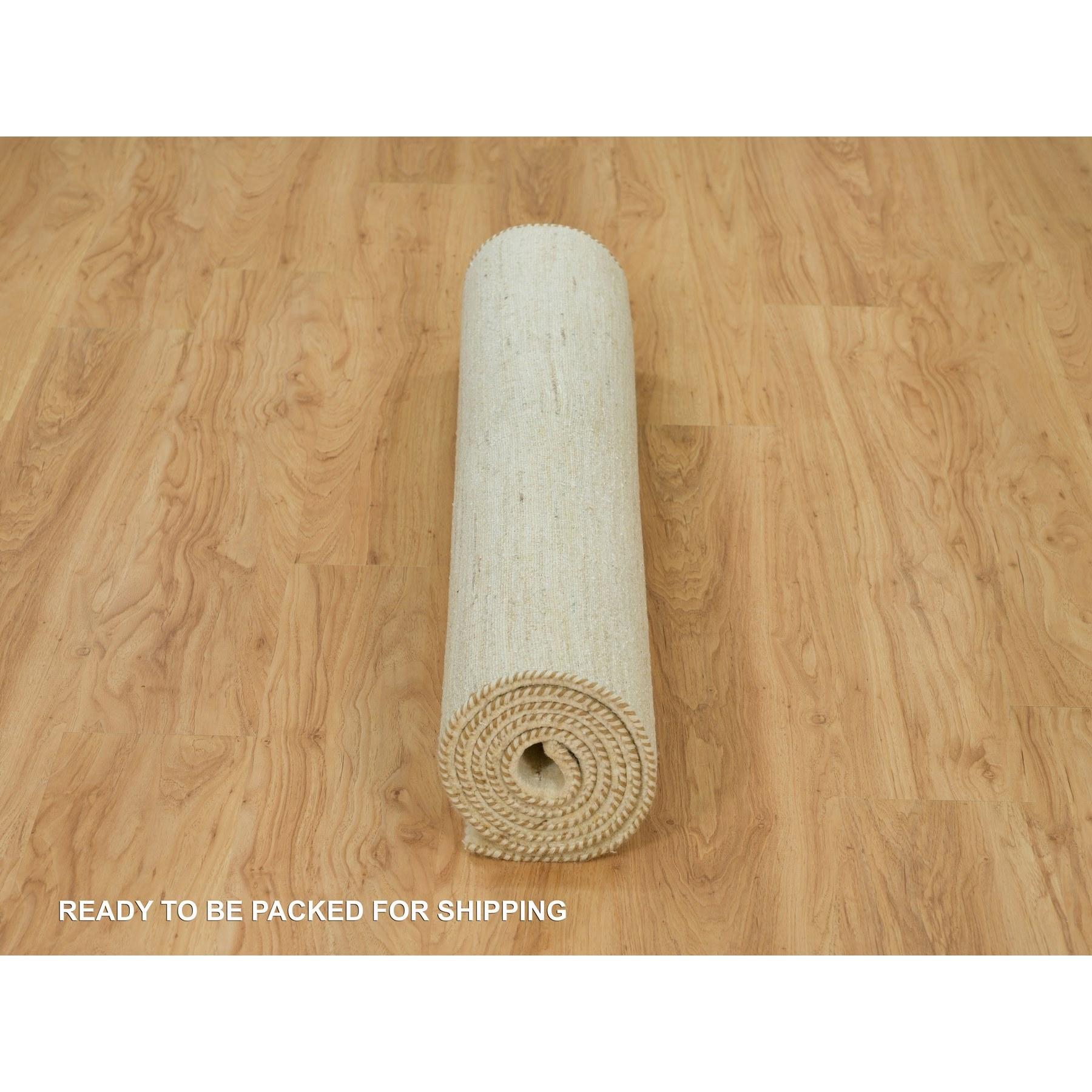 4'x8' Elfenbein Lori Buft Gabbeh Plain Design Wolle Handgeknüpfter breiter Läufer (21. Jahrhundert und zeitgenössisch) im Angebot