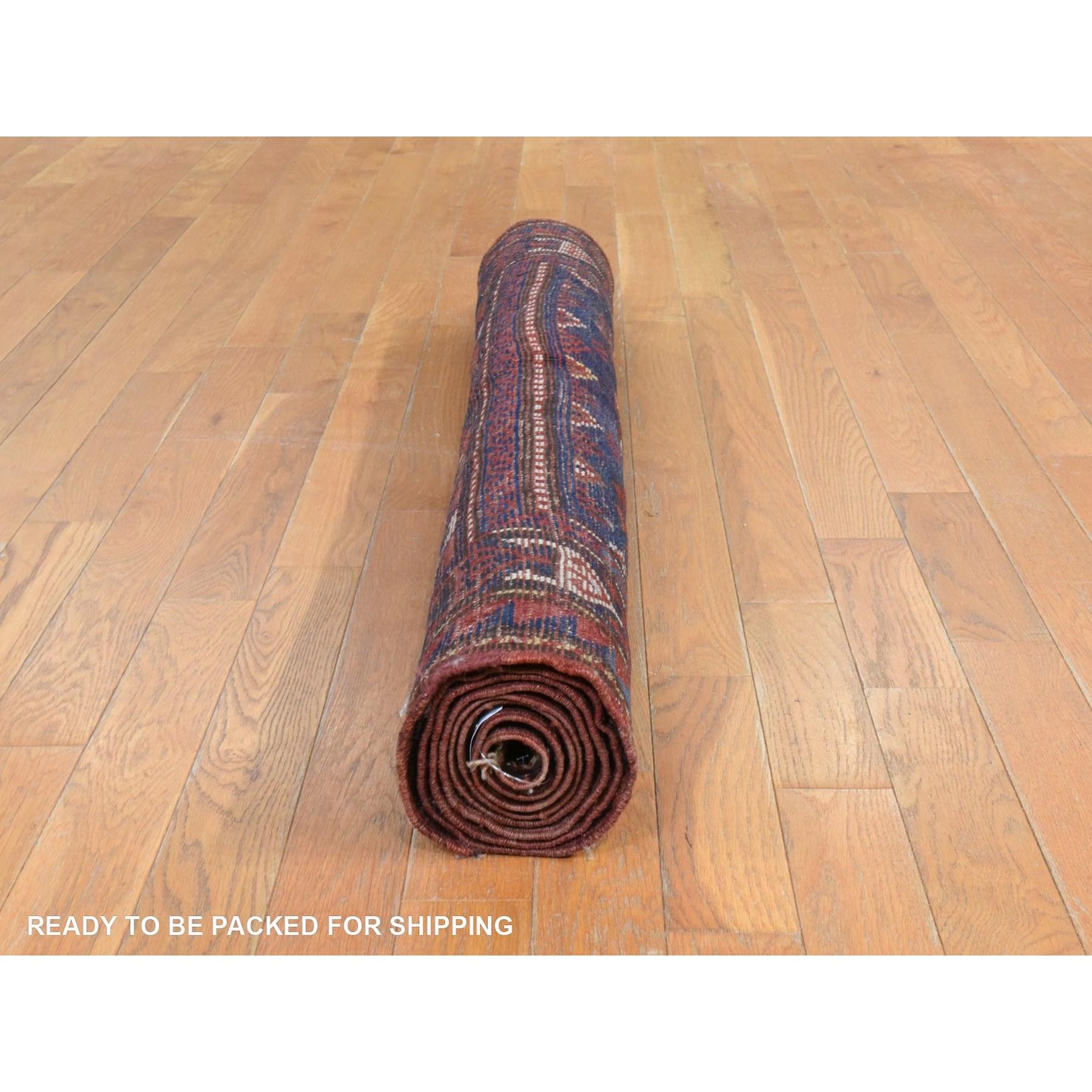 4'x8' Azul Yale Alfombra Caucásica Antigua Armenia Kazak Anudada a Mano Pura Lana en venta 1