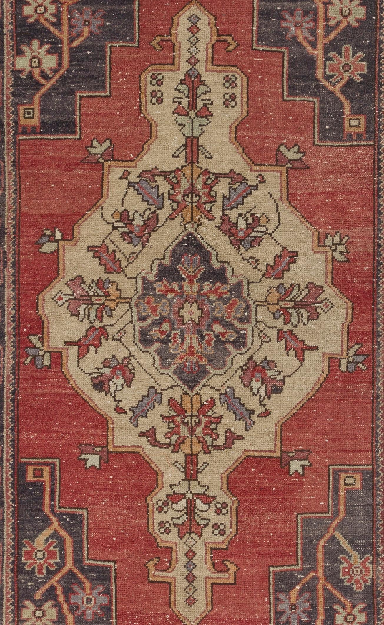 Hand-Woven 4x8.4 ft Handmade Vintage Turkish Village Rug, Traditional Oriental Wool Carpet For Sale