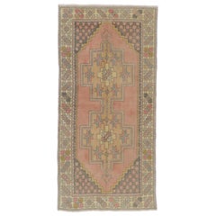Tappeto orientale vintage 4x8.7 Ft dai colori tenui, tappeto tradizionale in lana fatto a mano