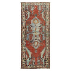 Hand Knotted Retro Turkish Geometric Unique Rug, Decorative Carpet
