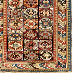 Tappeto Shirvan caucasico antico 4x9 Ft. Ca 1870. Originale in buone condizioni