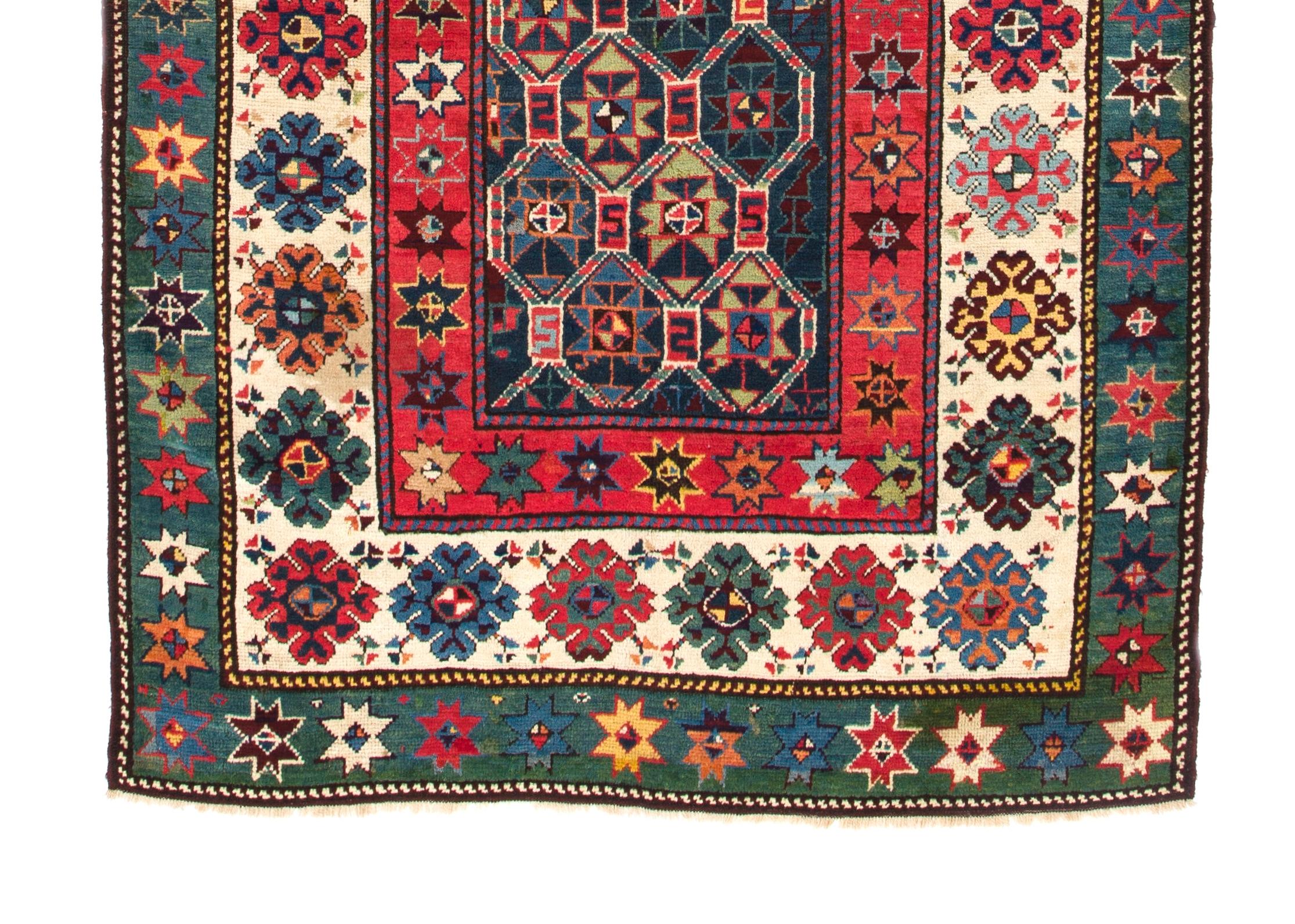 Kazak 4x9 ft Antique Caucasian Talish Runner Rug, Rare 19th Century Collectors Carpet For Sale
