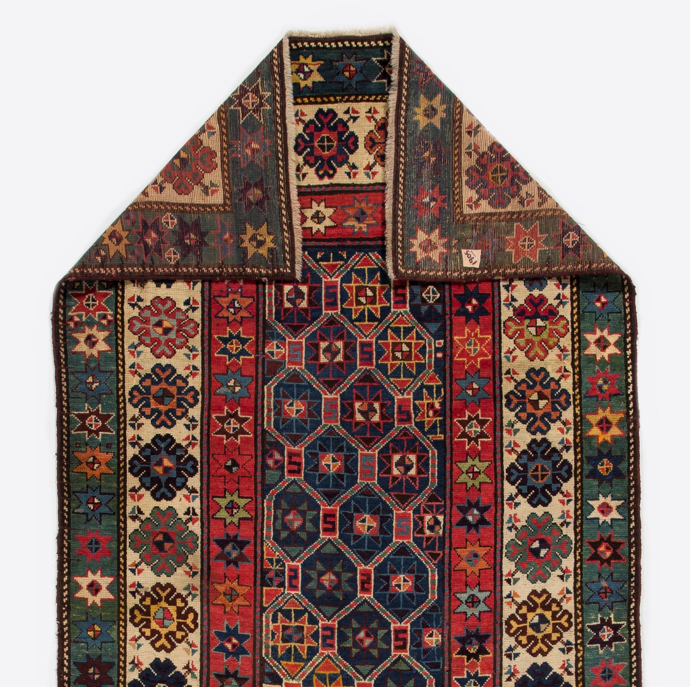 4x9 ft Antique Caucasian Talish Runner Rug, Rare 19th Century Collectors Carpet In Good Condition For Sale In Philadelphia, PA