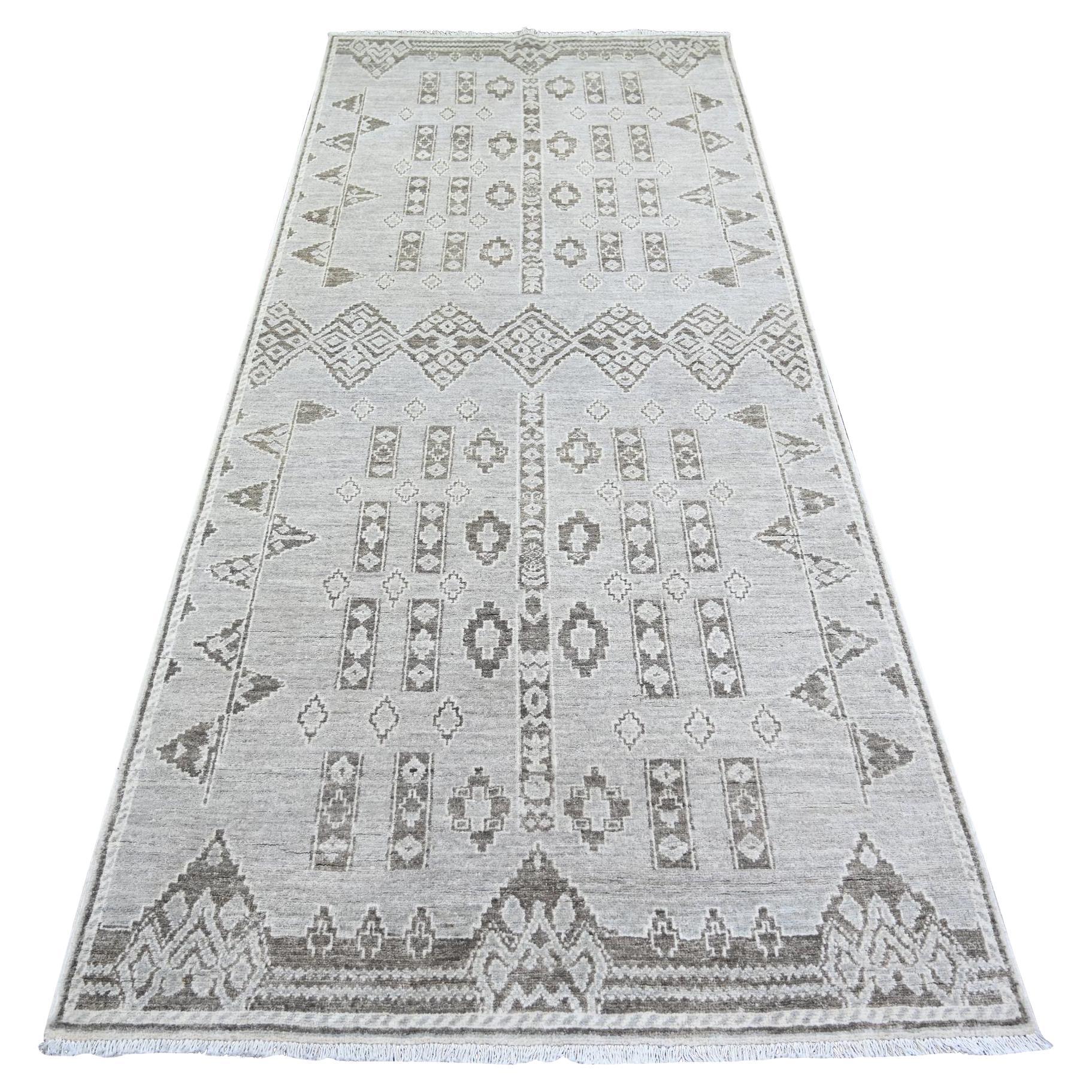 4'x9'1" Dim Gray, Fine Peshawar 100% Wool Hand Knotted Oriental Rug