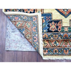 4'x9'10" Ivory Bakshaish Design Soft Wool Hand Knotted Runner Oriental Rug
