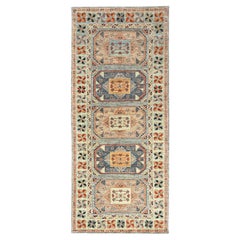 4'x9'5" Light Green Caucasian Design Super Fine Wool Hand Knotted Runner Rug