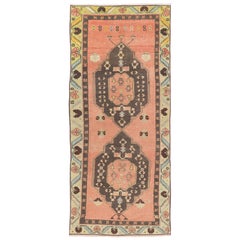 4x9.6 Ft handgefertigter türkischer Vintage-Teppich, traditioneller Dorfteppich in Weichrot, handgefertigt