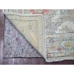 4'x9'8" Gray Pure Wool Afghan Angora Oushak Hand Knotted Runner Oriental Rug