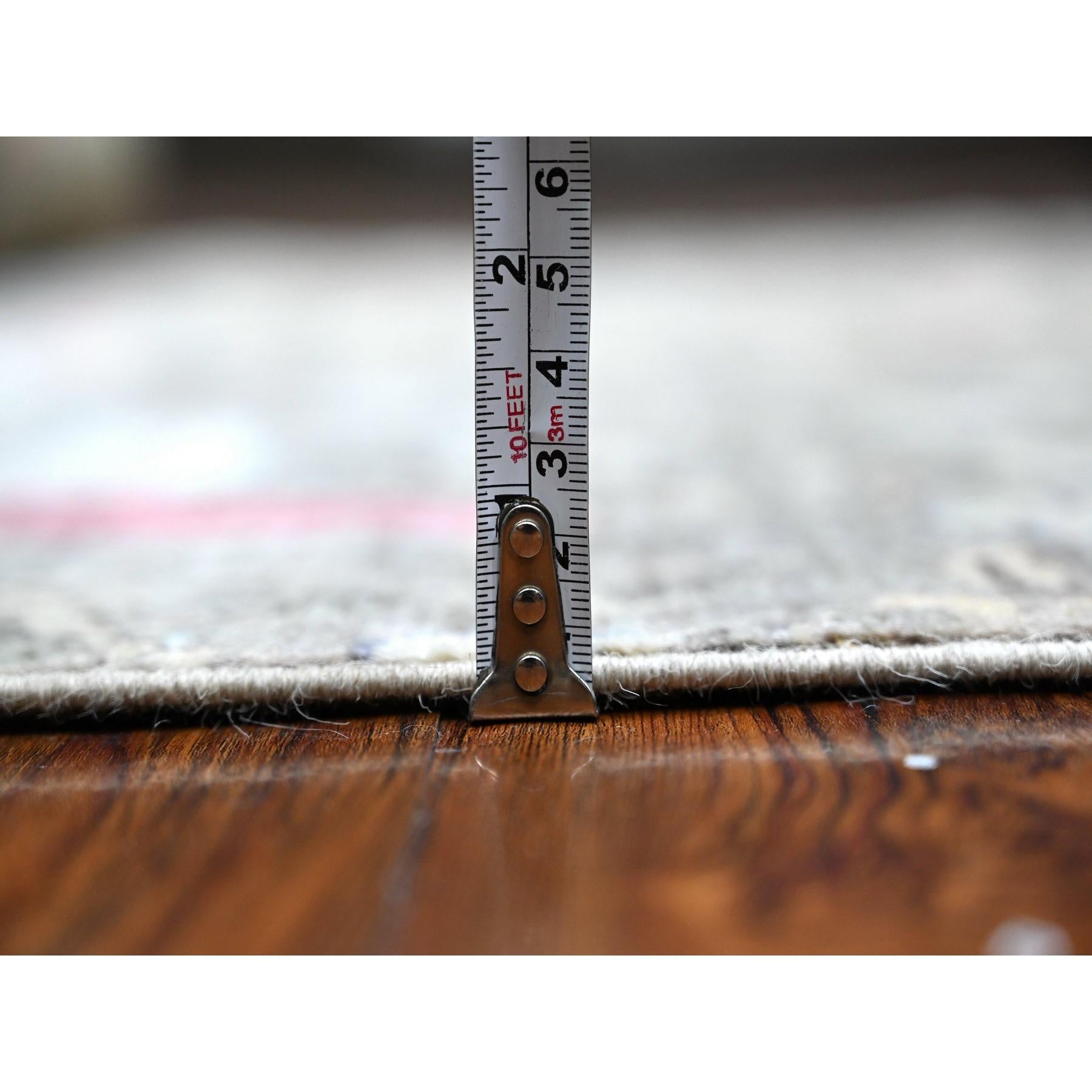 Annodato a mano Lava Gray Afghan Peshawar Hand Knotted Wool Wide Runner Oriental Rugs 4'x9'8