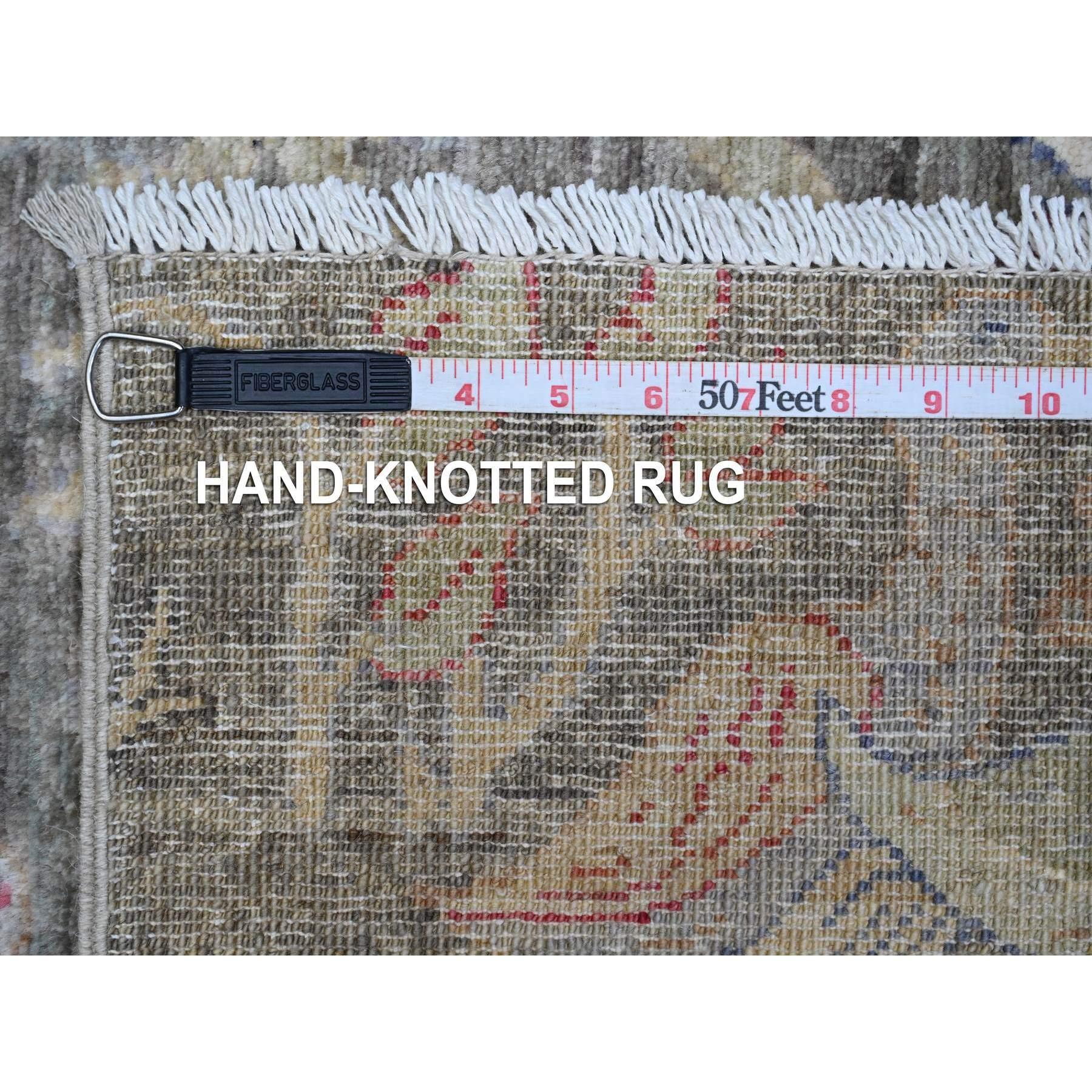 Lava Gray Afghan Peshawar Hand Knotted Wool Wide Runner Oriental Rugs 4'x9'8