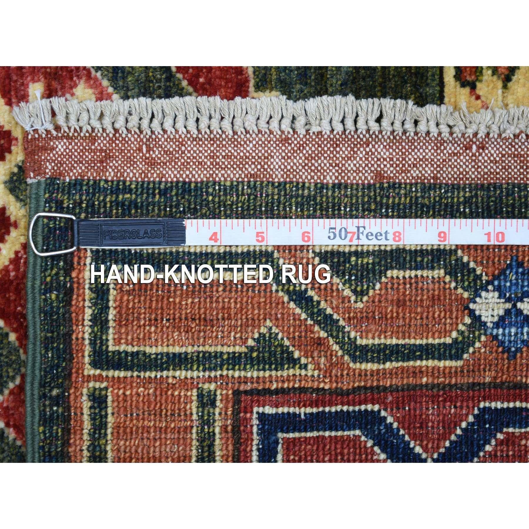 Alfombra Oriental de Lana Pura Anudada a Mano Turkeman Ersari Verde Oliva 4'x9'8 en Nuevo estado para la venta en Carlstadt, NJ