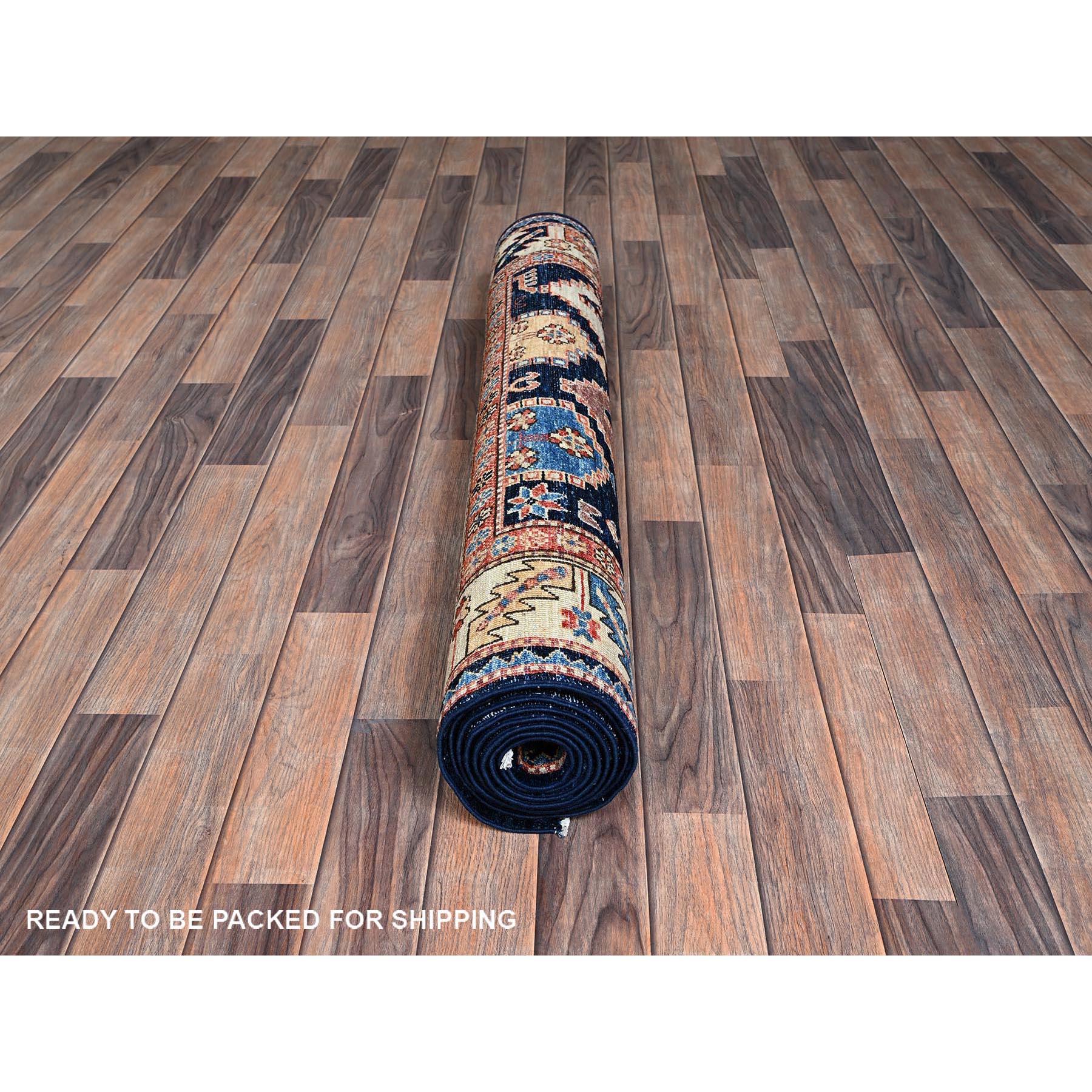 Annodato a mano Tappeto orientale Runner 4'x9'9