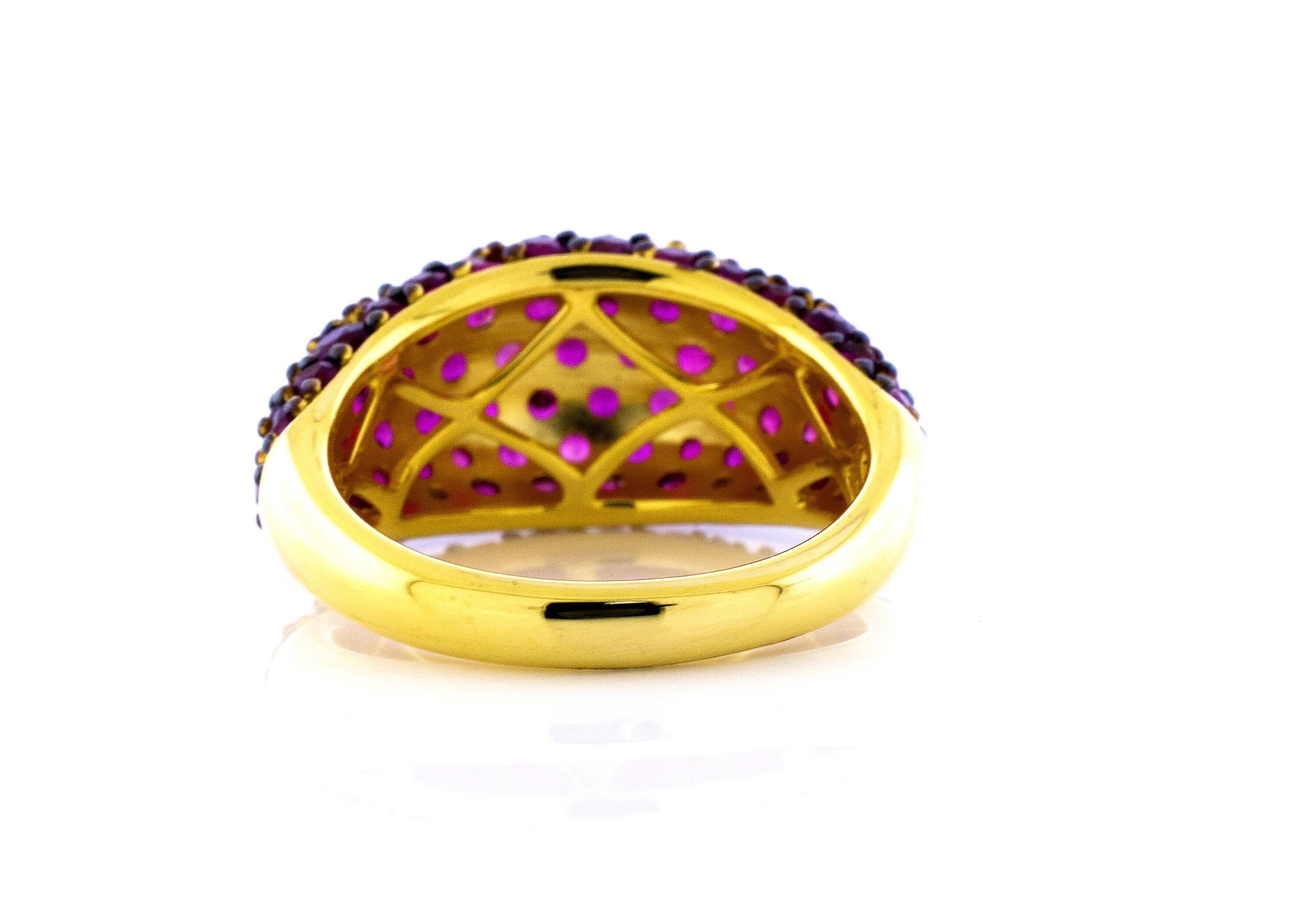 Women's or Men's 5-1/3ct. Thai Ruby Dome Ring in 14K Yellow Gold  For Sale