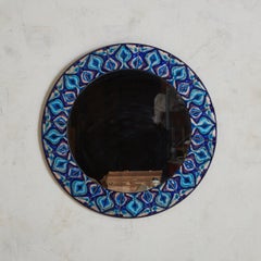 5/5 Blue Hand-Painted Enamel Mirror by Bodil Eje, Denmark 1960s