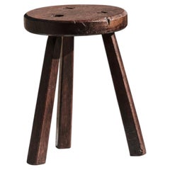 5/5 Tabouret ou table d'appoint « BRUTALISTE » au style rustique-moderne, à trois pieds, France, 1950