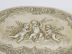 Sterling Silver Gilt Vintage German Three Cherubs Floral Garlands Box