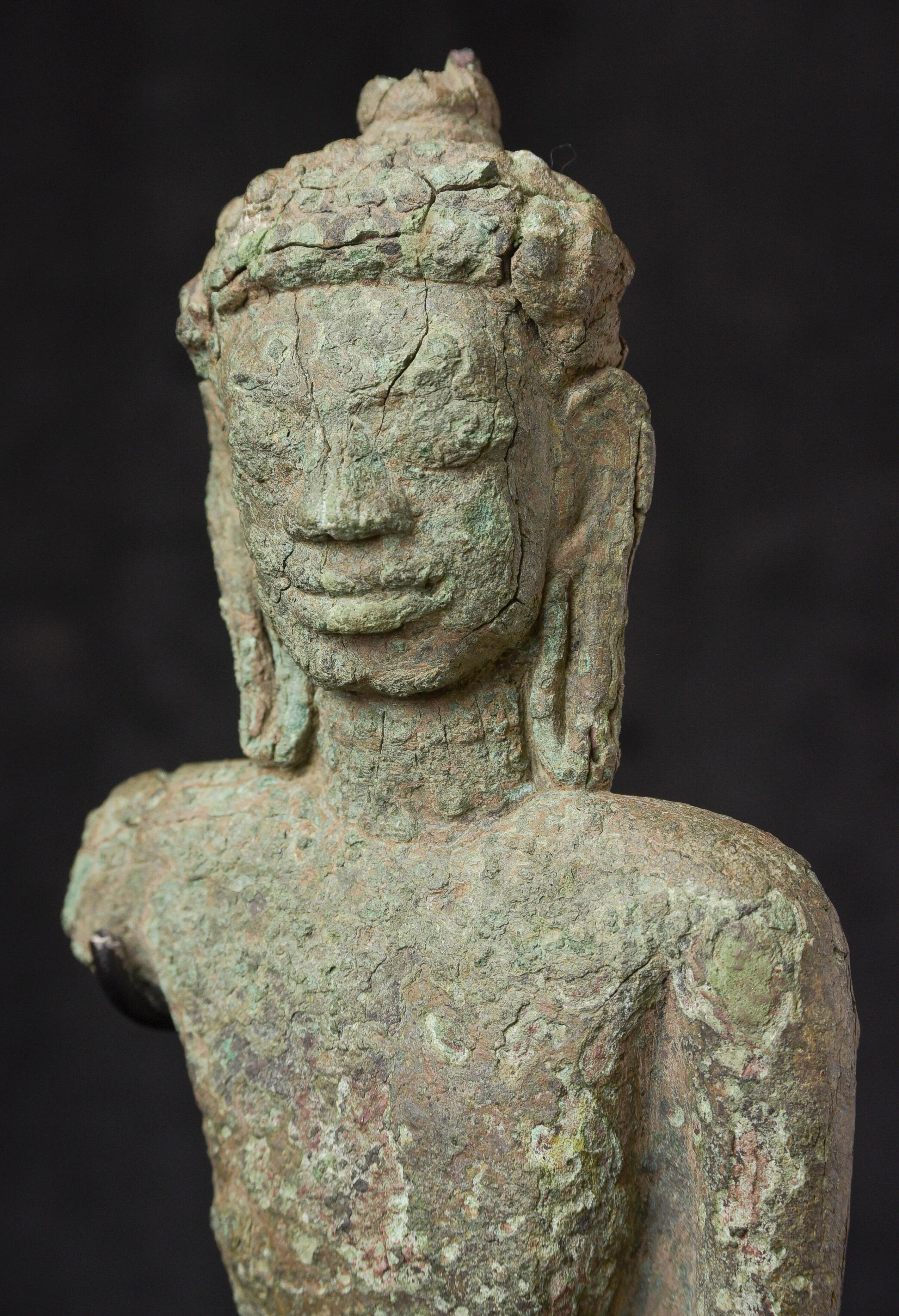 5-7thC Thai Mon Buddha-der frühesten S.E.Asian Bronze Buddha-Typen-Sehr groß im Angebot 4