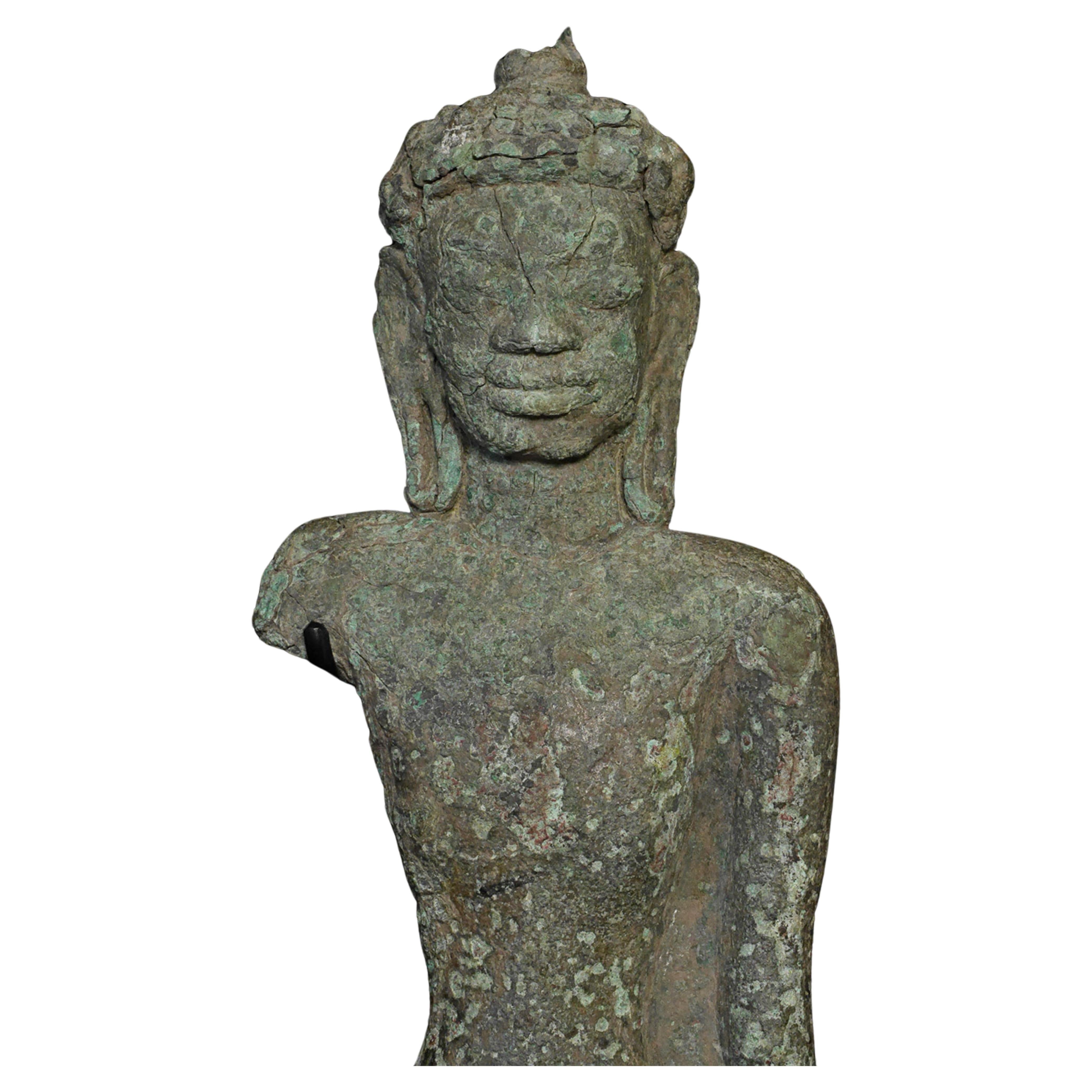 5-7thC Thai Mon Buddha- Of the Earliest S.E.Asian Bronze Buddha Types-Very Large For Sale