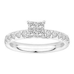 5/8 Carat Total Weight Quad Top Engagement Ring to Set