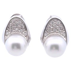 Pendientes de Diamantes y Perlas 5/8ct en WG 18k