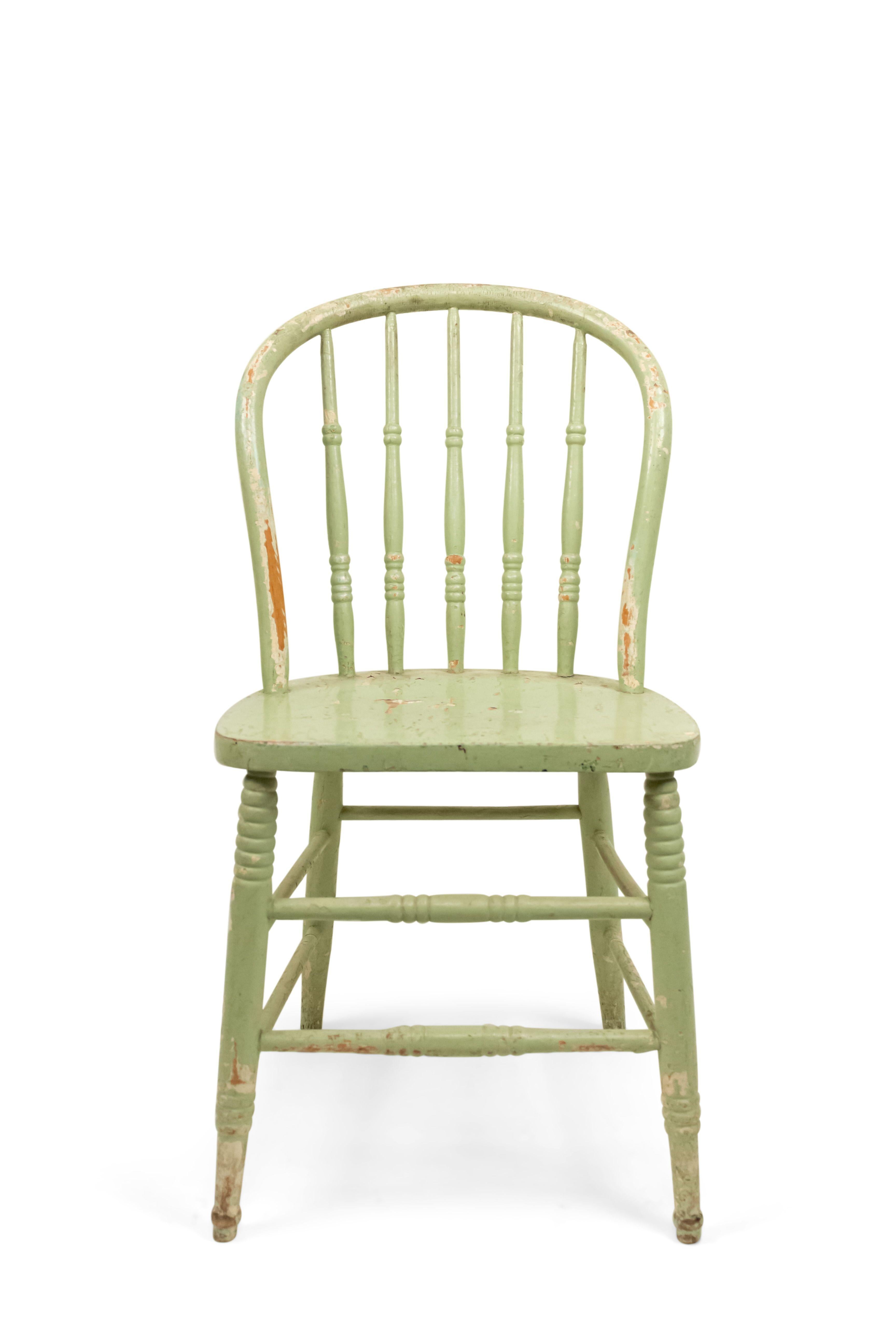 5 American Country Green Spindle Side Chairs For Sale 8