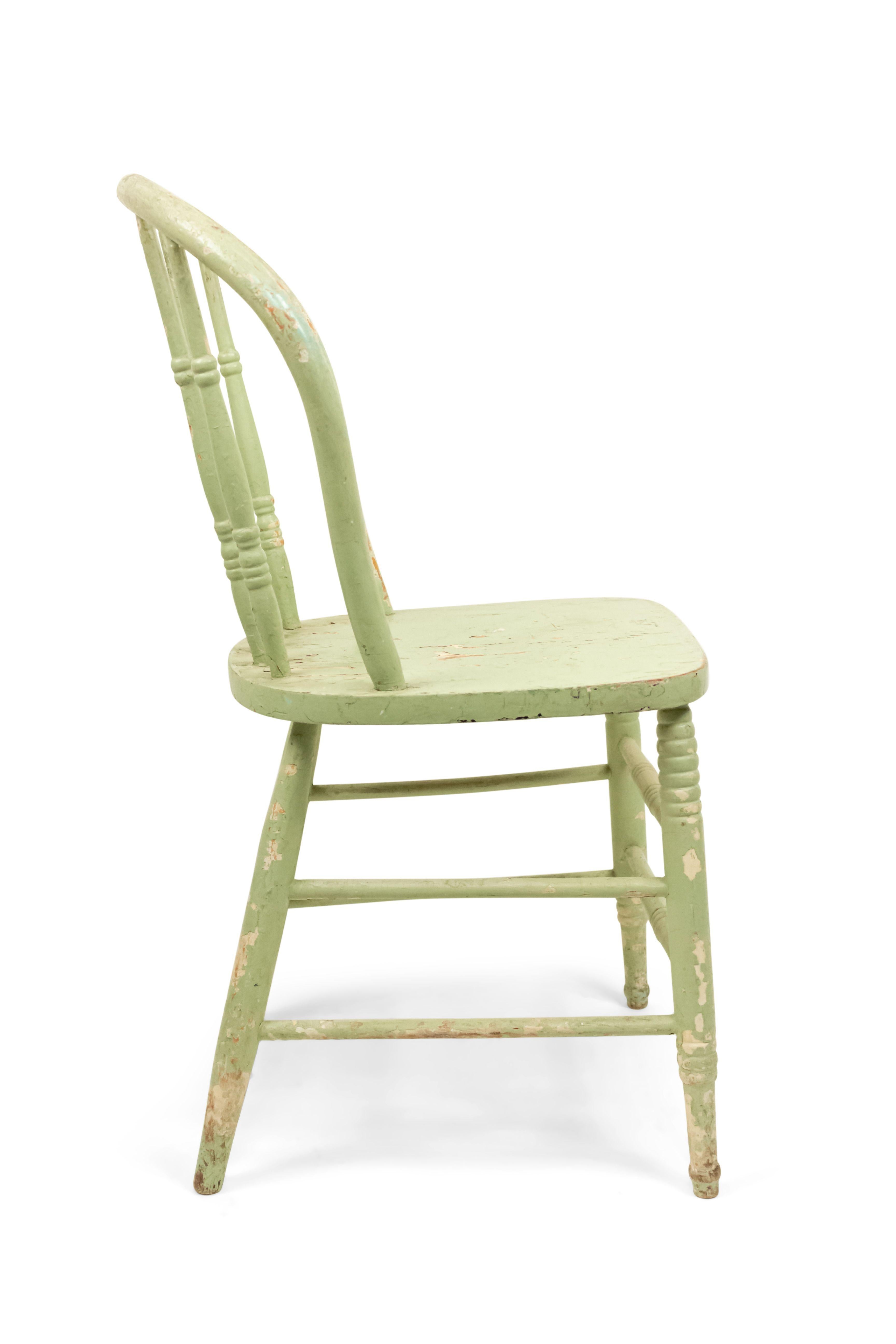 5 American Country Green Spindle Side Chairs For Sale 1