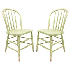 5 American Country Green Spindle Side Chairs