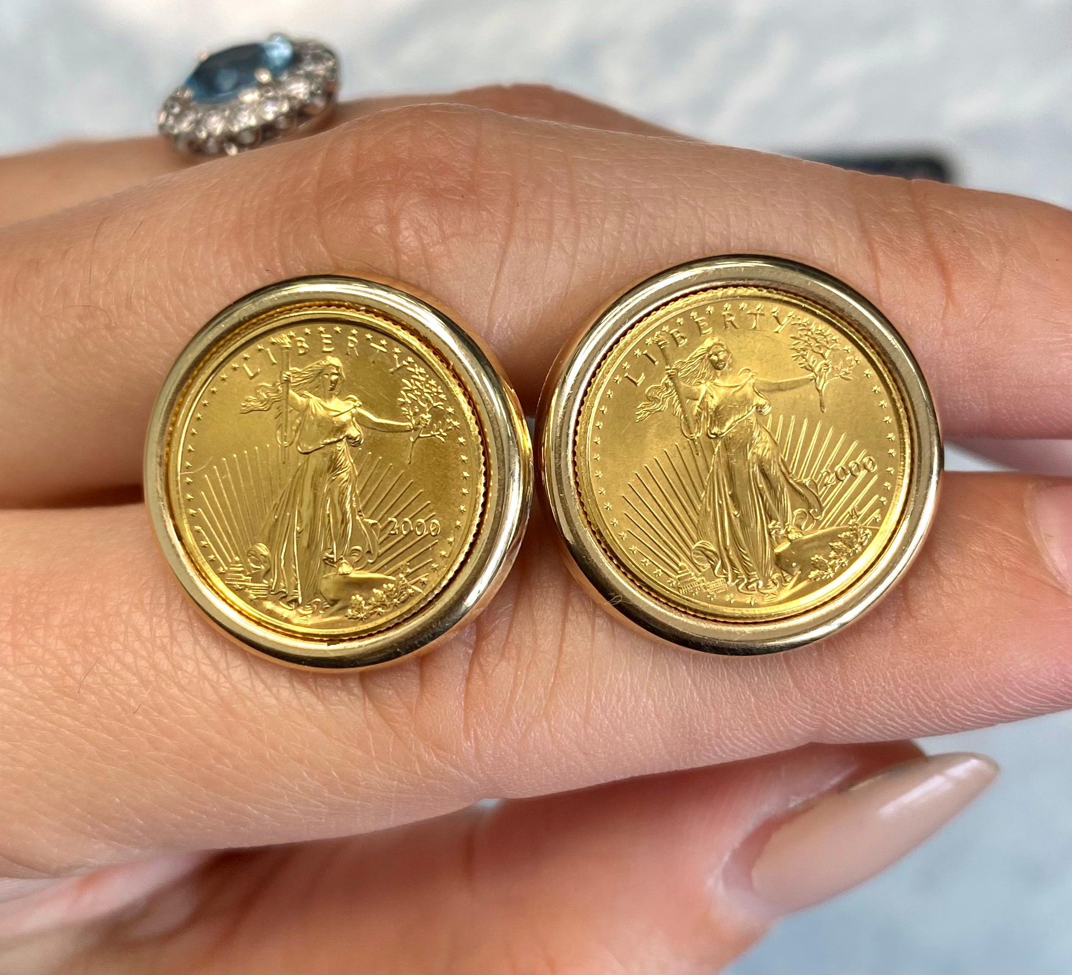 Retro $5 American Gold Eagle Coin Cufflinks