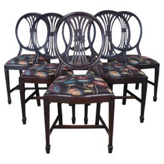 5 Antique Aimone Mfg Mahogany Edwardian Hepplewhite Side Dining Chairs