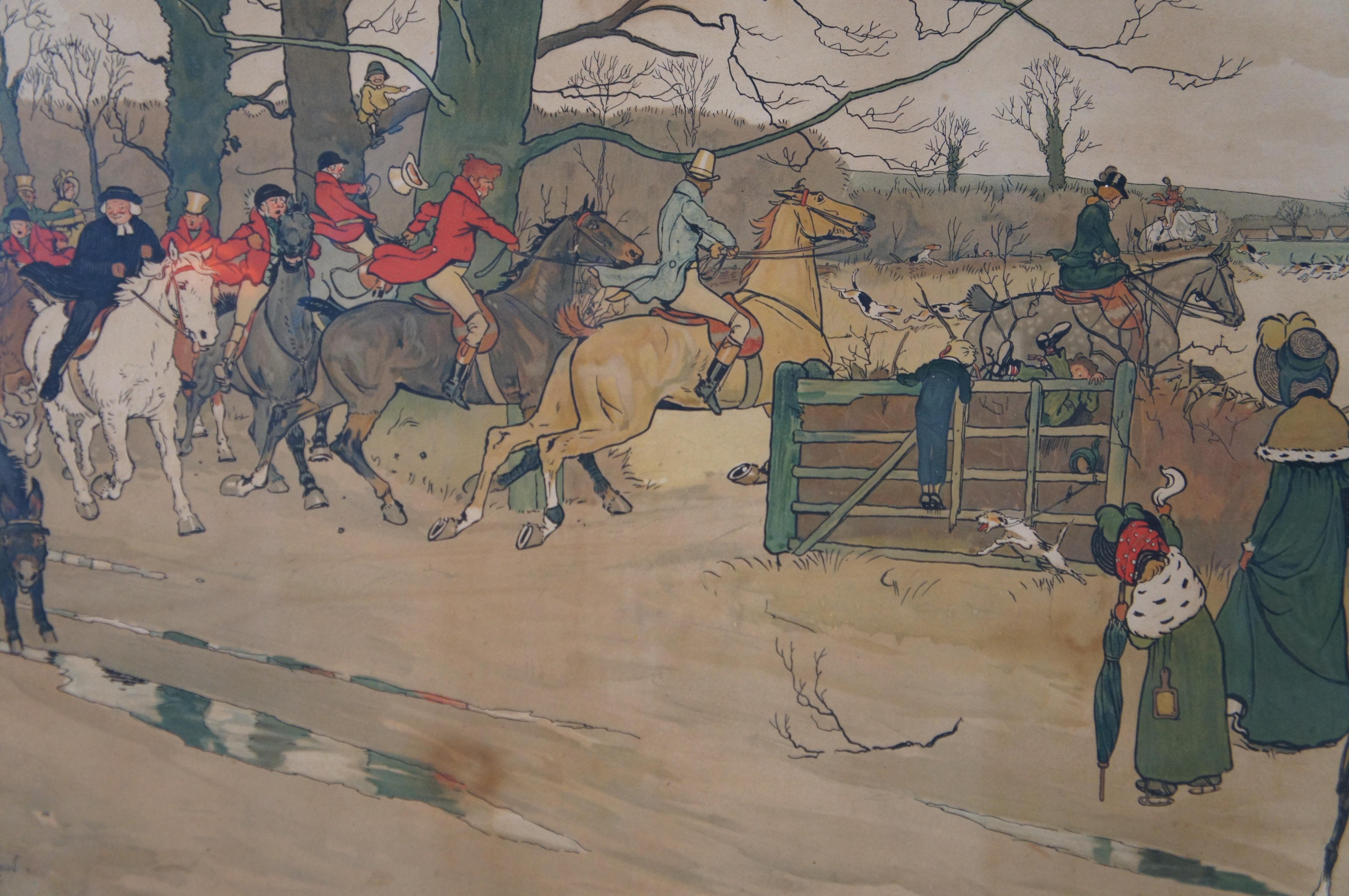 5 anciennes chrmolithographies de chasse de Cecil Aldin 1ère édition en vente 7