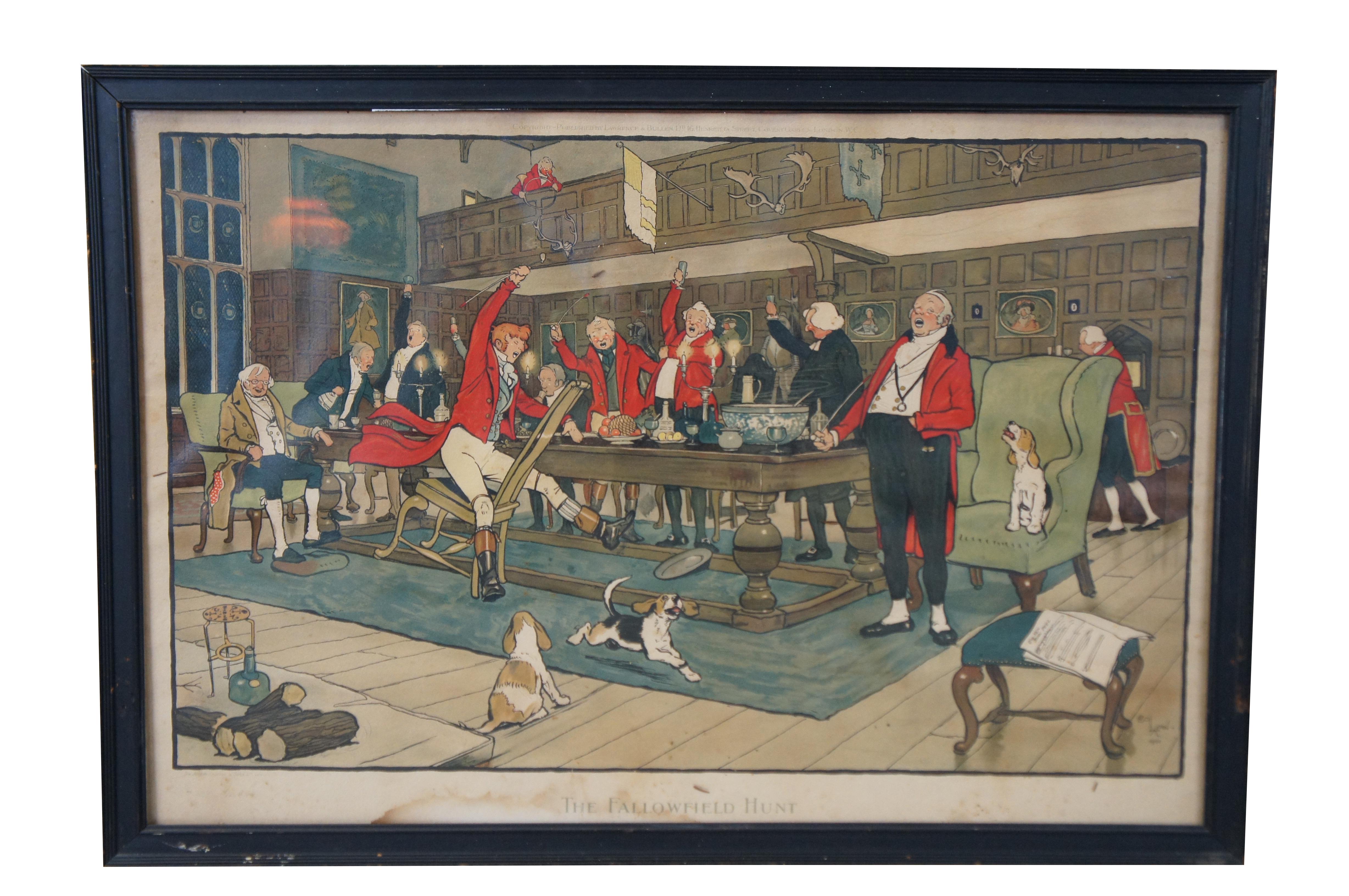 Colonial britannique 5 anciennes chrmolithographies de chasse de Cecil Aldin 1ère édition en vente