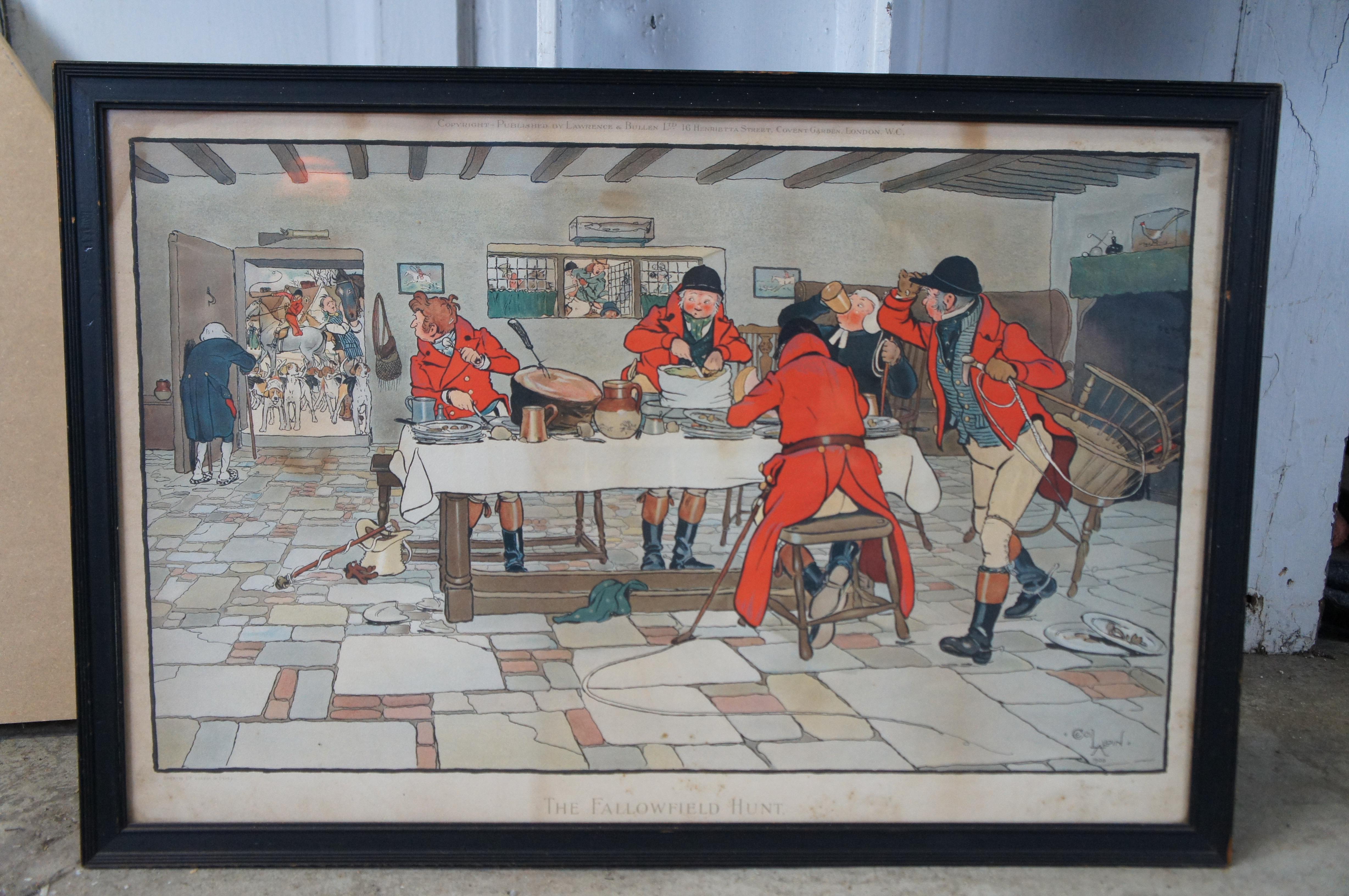 5 anciennes chrmolithographies de chasse de Cecil Aldin 1ère édition État moyen - En vente à Dayton, OH