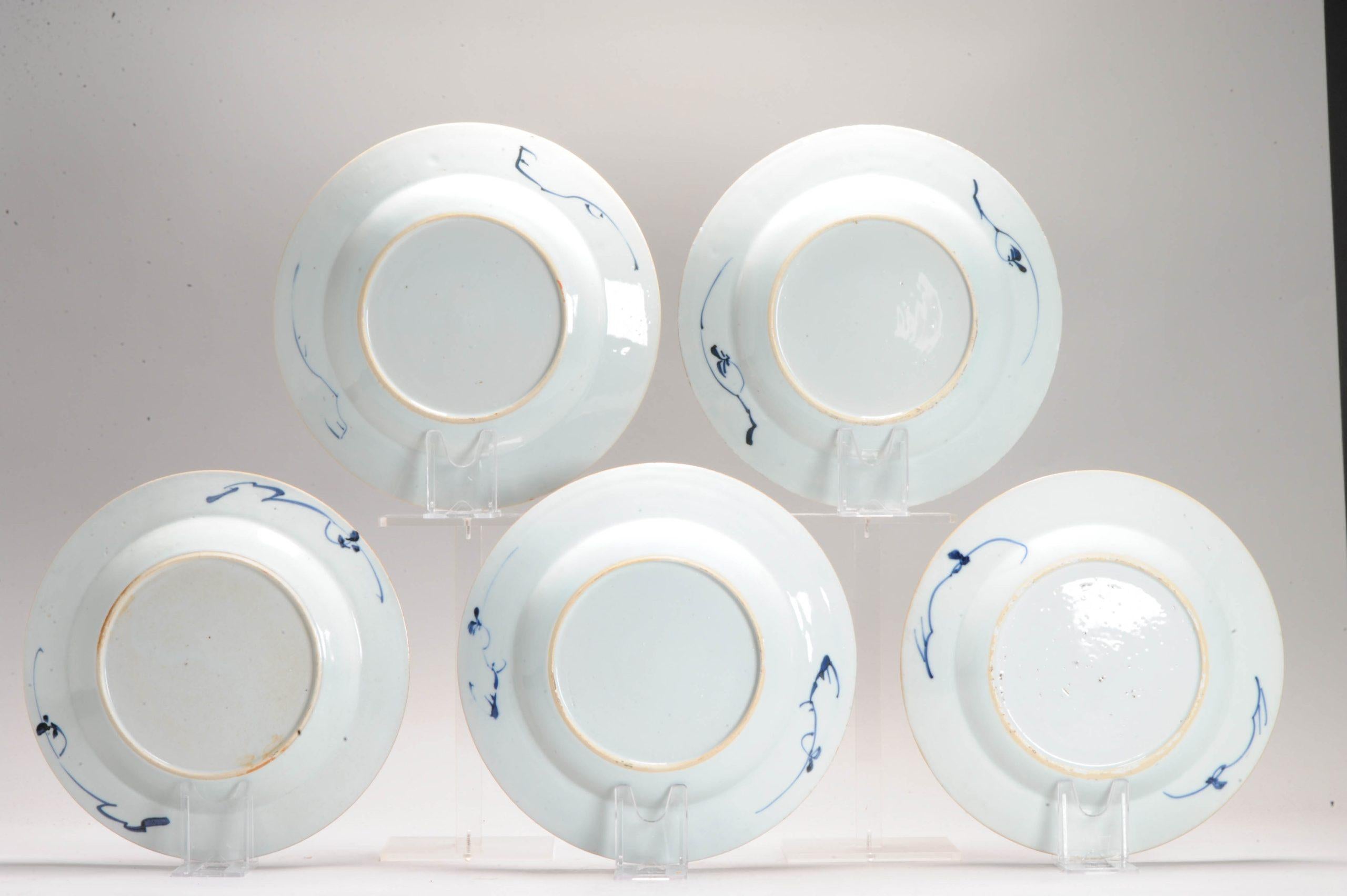 #5 Antique Chinese Porcelain 18th C Kangxi Blue White Set Dinner Plates Pagode For Sale 5