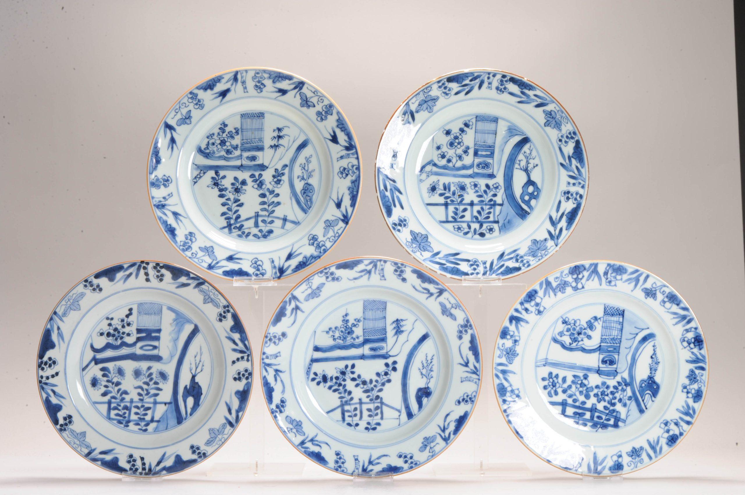 A very nicely decorated SET of 4 dishes. These were used for usage but also redecoration of houses in the Netherlands.

Floral scene.

Similar dishes are well documented in the Literature, an example is added in the pictures.

Condition
dish 1