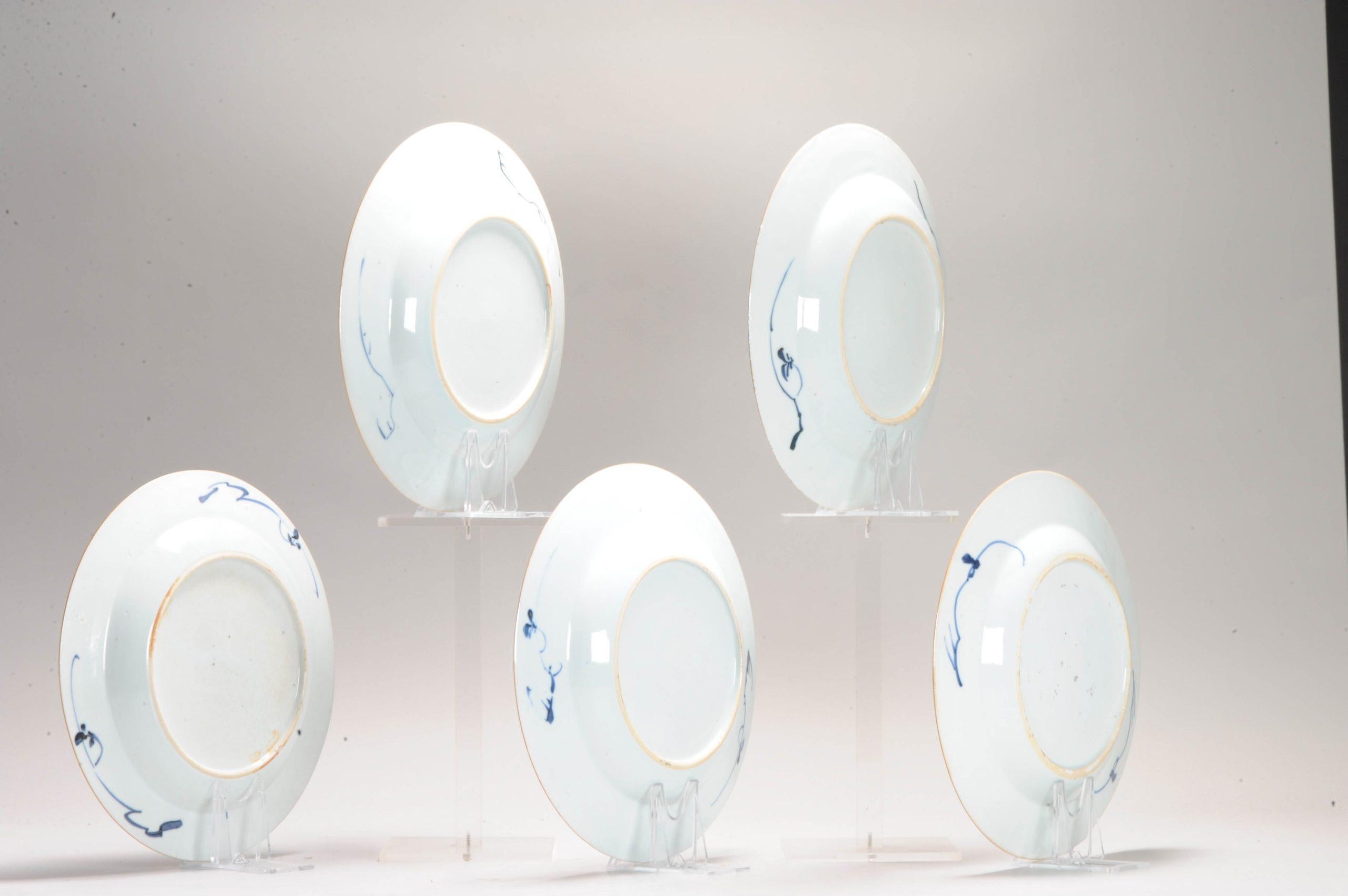 #5 Antique Chinese Porcelain 18th C Kangxi Blue White Set Dinner Plates Pagode For Sale 2